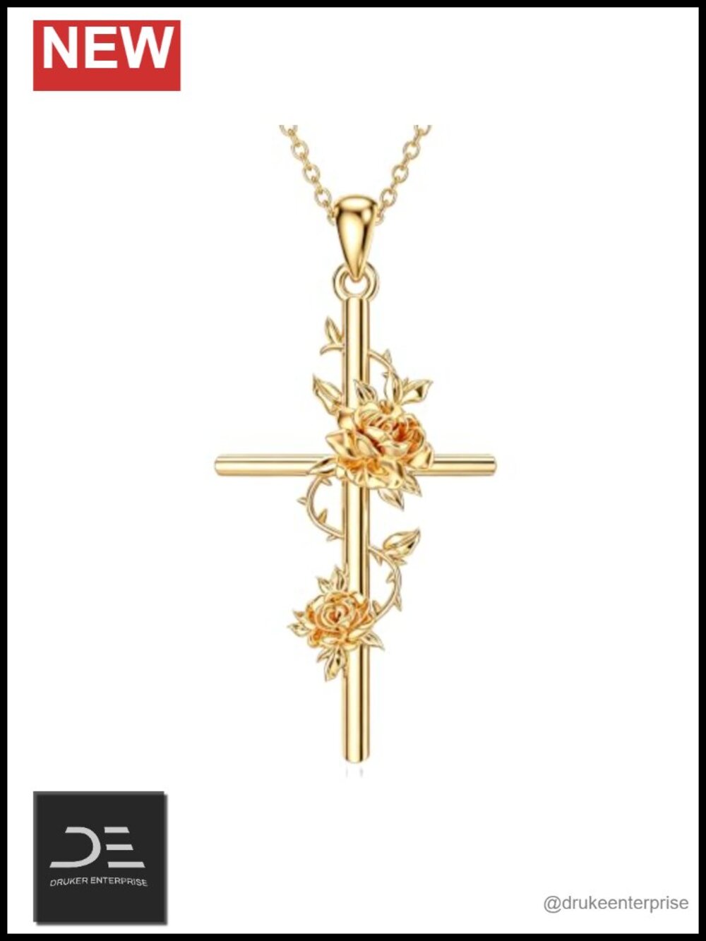 14K Gold Cross Pendant Necklace for Women Religious Christian Jewelry Gift
